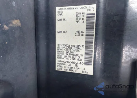 2016 Nissan Maxima 3.5 S from USA, damaged, VIN 1N4AA6AP1GC405640